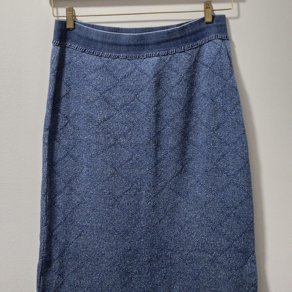 Blue Willi's Pure Indigo Cotton Knit Pencil Skirt Maxi Size XL Made In Denmark - Picture 6 of 16